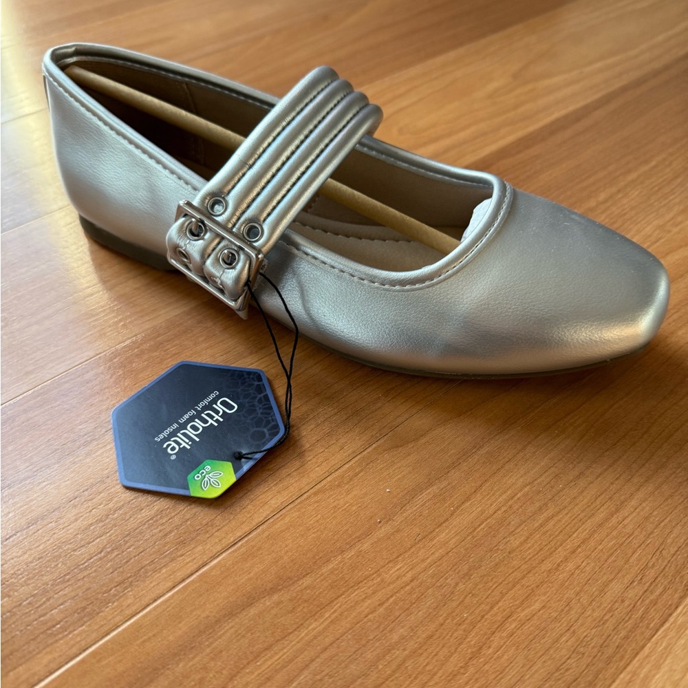 Metallic silver Mary Jane ballet flats Women's sonoma 7.5 - Picture 4 of 8